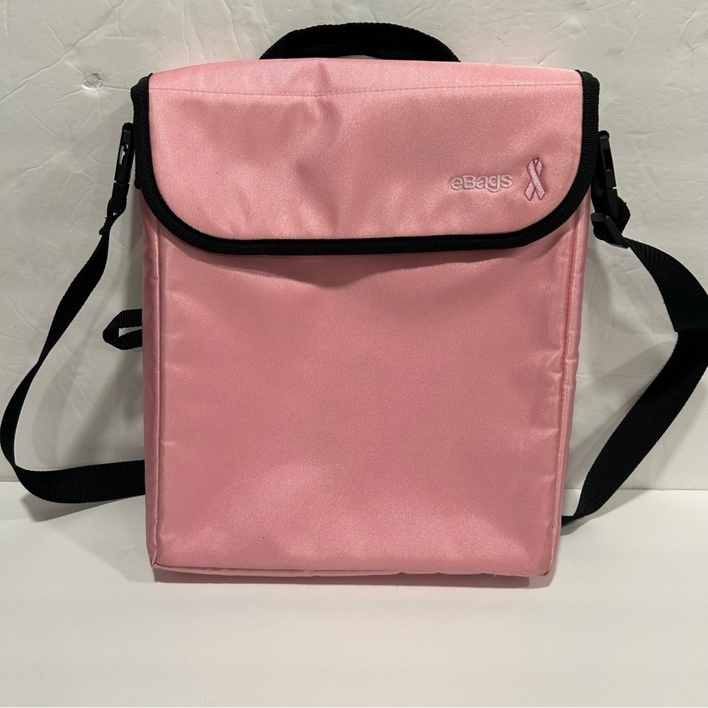 eBags Laptop Messenger Bag, Dual Pockets, Pink Breast Cancer, Adjustable Strap